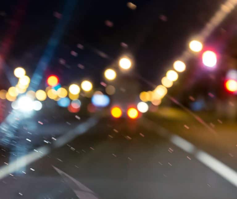 Street lights out of focus.